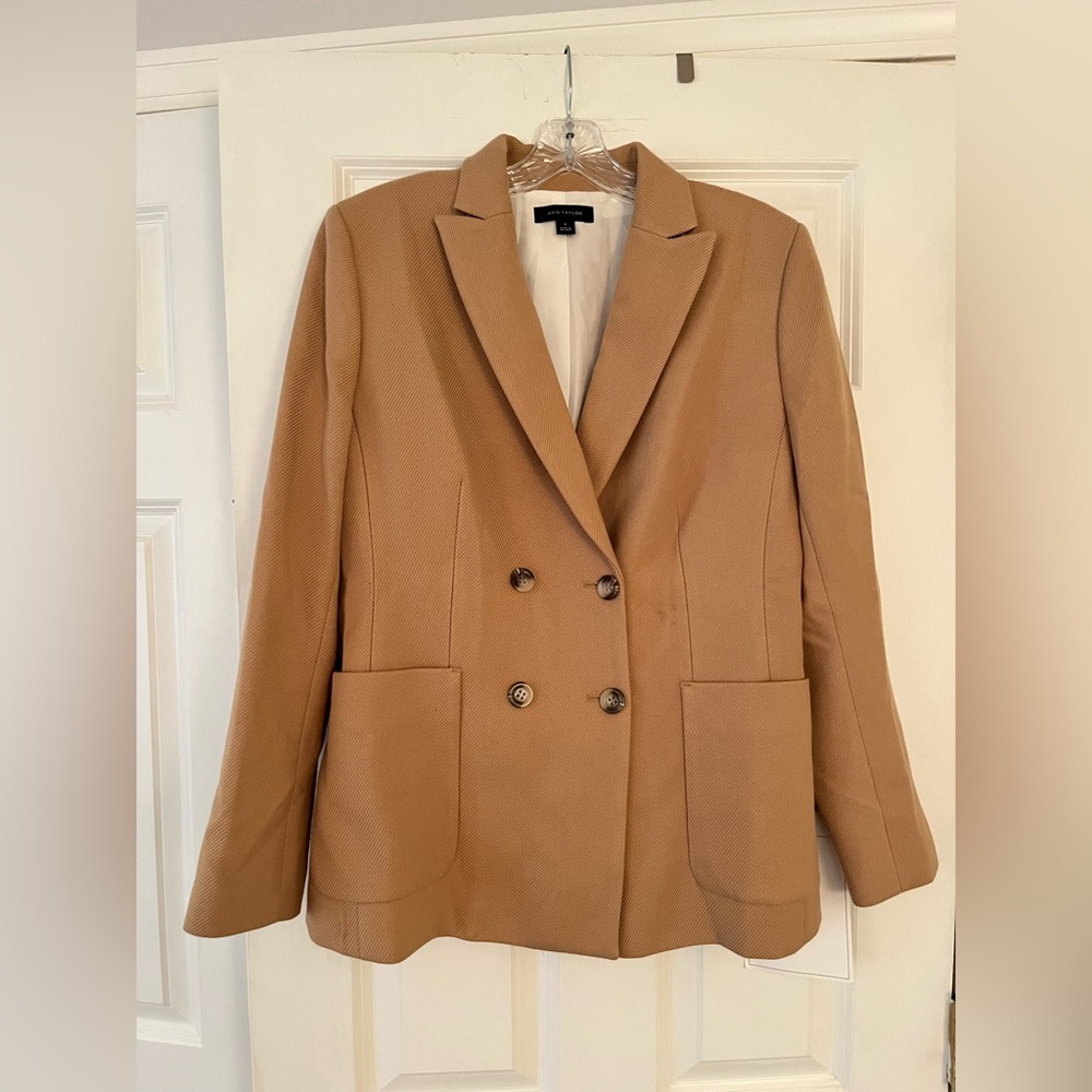 Ann Taylor Tan Double-Breasted Blazer